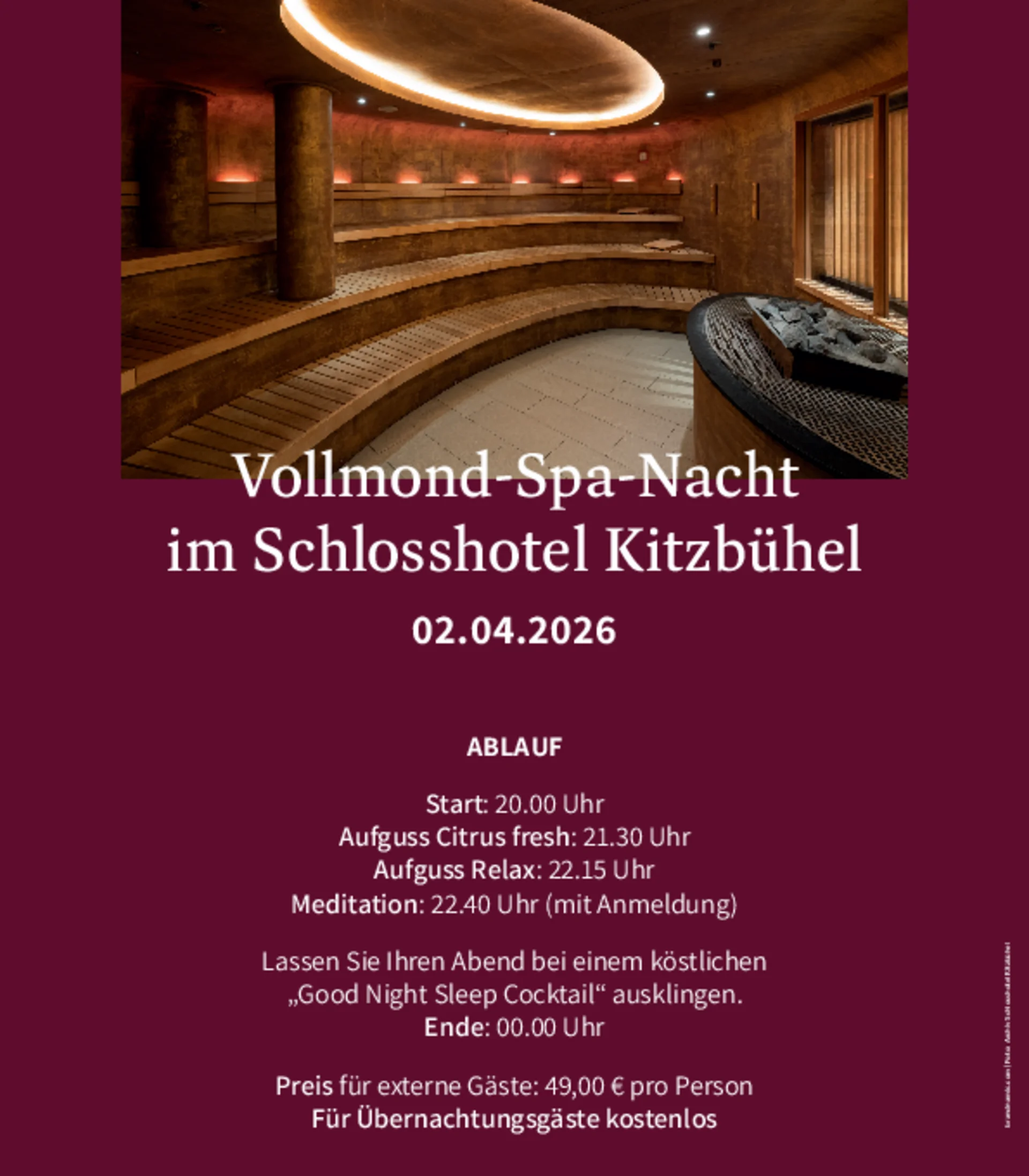 Vollmond-Spa-Nacht im Schlosshotel Kitzbühel Vollmond-Spa-Nacht im Schlosshotel Kitzbühel
